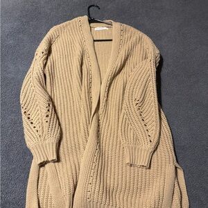 Cozy Tan Knit Cardigan Sweater